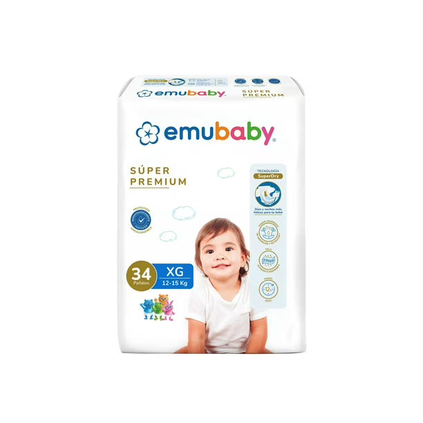 Pañal Emubaby Super Premium Talla XG 34 pañales