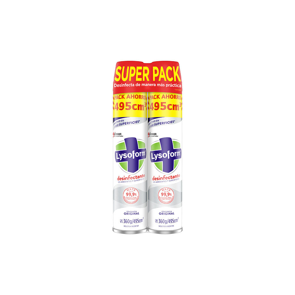 Pack 2 un. Desinfectante de Ambientes Lysoform Original en Aerosol 495 ml