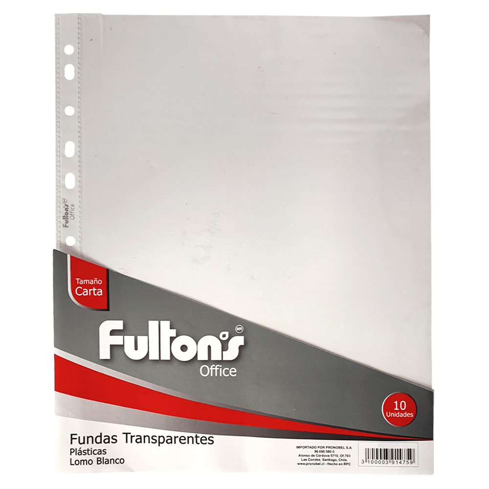 Fundas Archivo Transparentes Carta Ribete Blanco Fultons