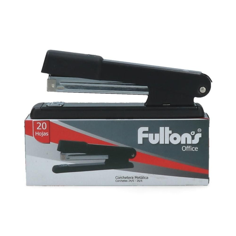 Corchetera Mediana Plastico Negro 25 Hojas - Fultons