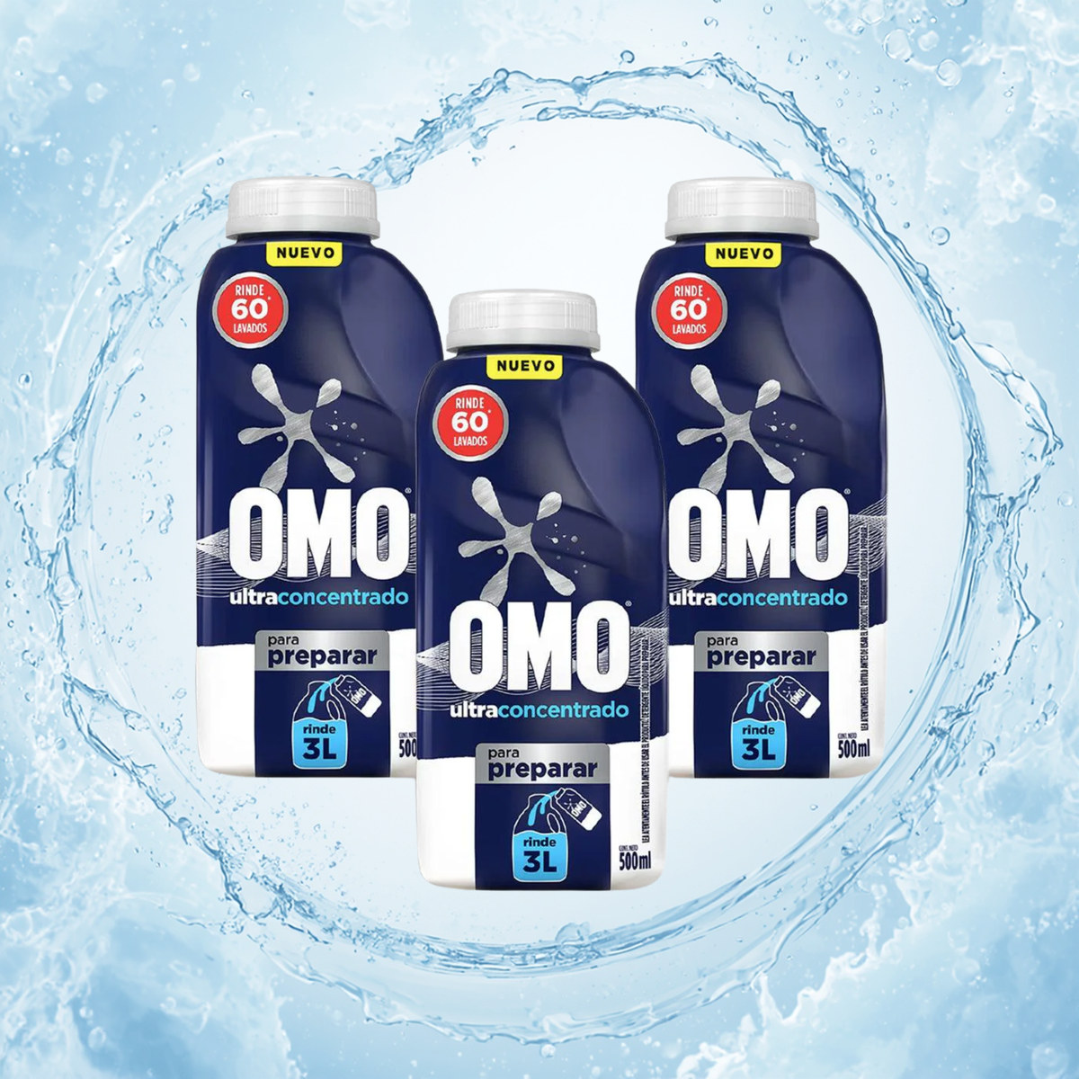 Pack Detergente Omo Diluir 3 botellas de 500 ml - Economicplus