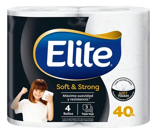 Papel Higiénico Elite 4x40 Triple Hoja - 32 Rollos - Softys