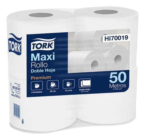 Papel Higiénico Tork Doble Hoja 50 Mts 8 paq de 4 Unid