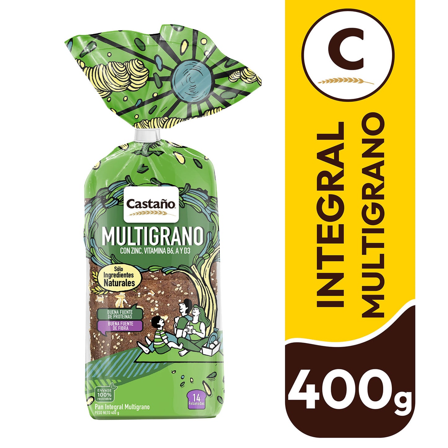 Pan Integral Multigrano Castaño 400 g