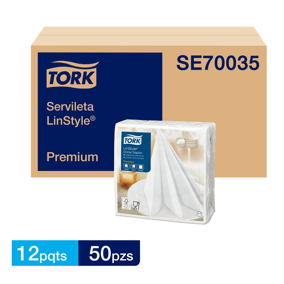 Servilleta Tork Linstyle Blanca 12X50 (39X39)