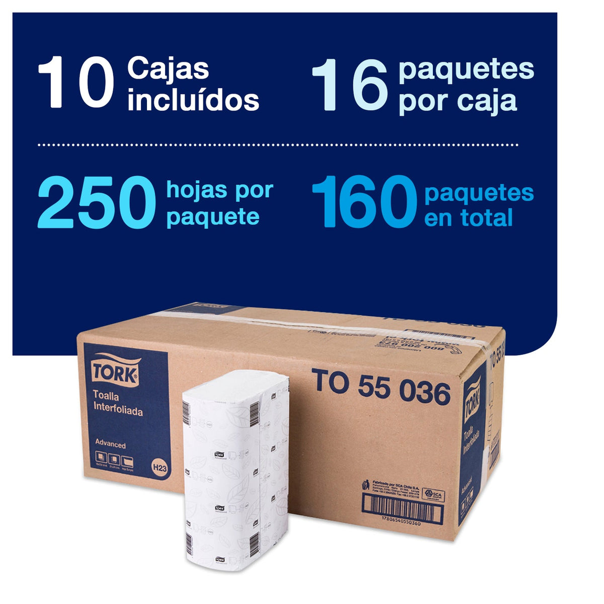 Toalla Interfoliada Tork H.Simple 16X250