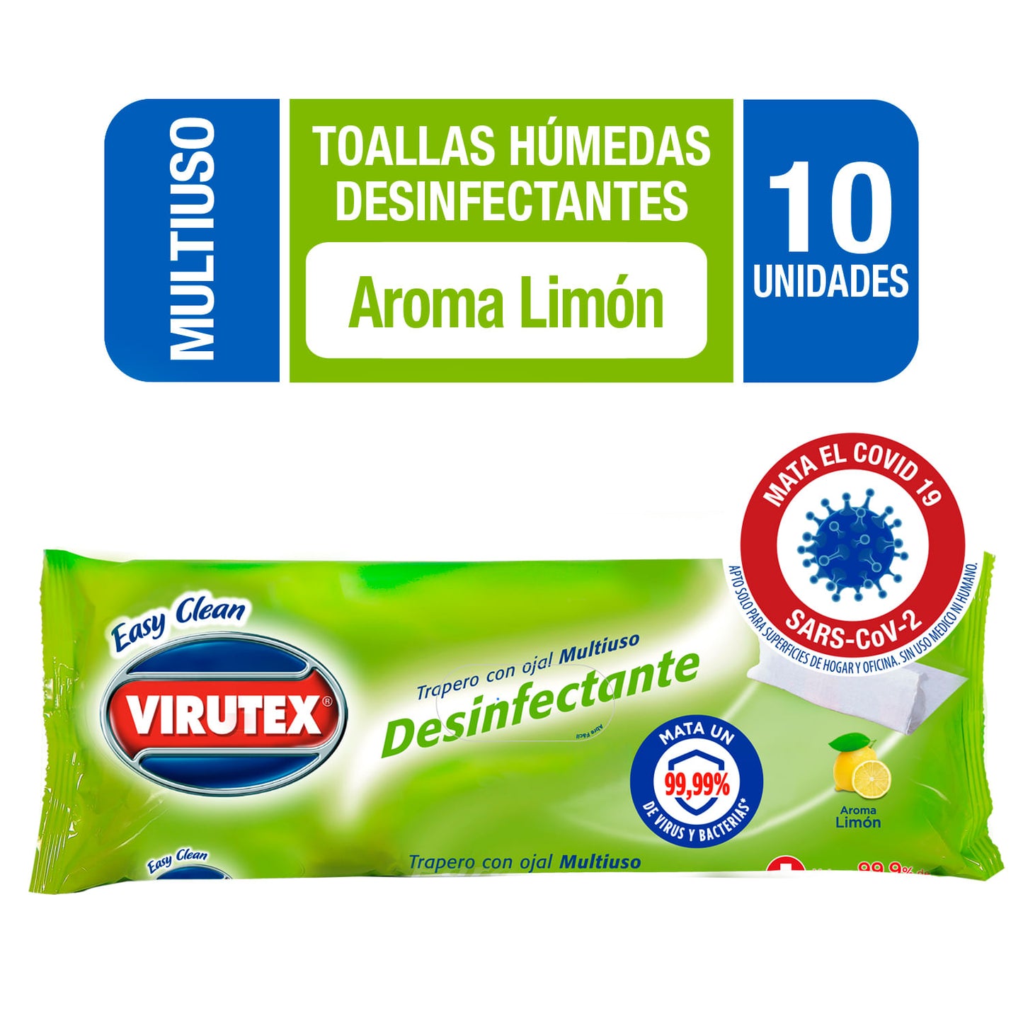 Trapero Húmedo con ojal Desinfectante Limón Virutex 10unid