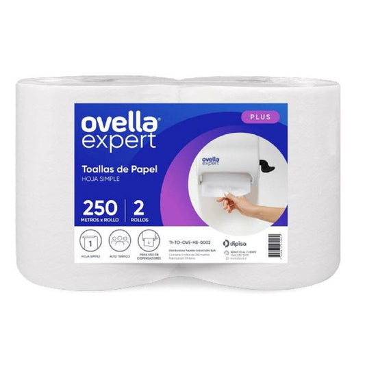 Toalla de Papel Jumbo Hoja Simple 2x250 mts Ovella