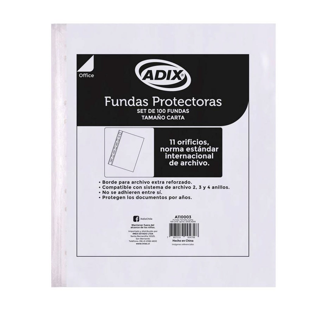 Fundas Archivo Transparentes Carta Ribete Blanco Adix