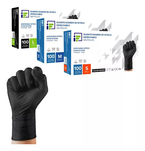 Guante Nitrilo Negro Tallas S-M-L-XL Foodis x100