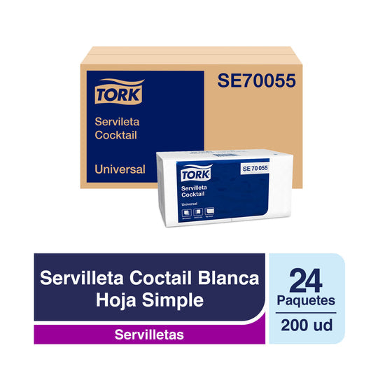Servilleta Cocktail Tork  24 Paquetes de 200 Hojas Por Caja