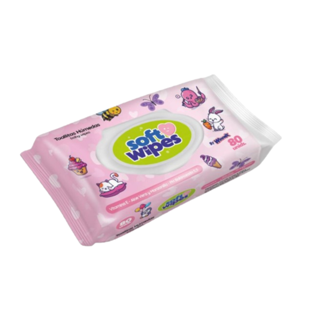 Toalla Humeda Soft Wipes Rosada 80 uni
