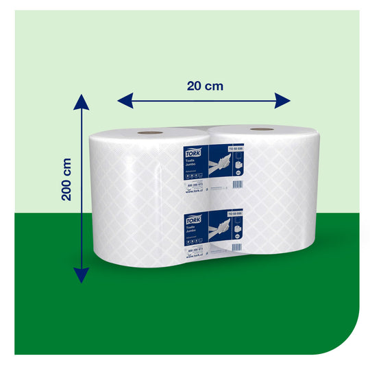 Toalla en Rollo Jumbo Tork Doble Hoja  2 Rollos de 200 Metros c/u