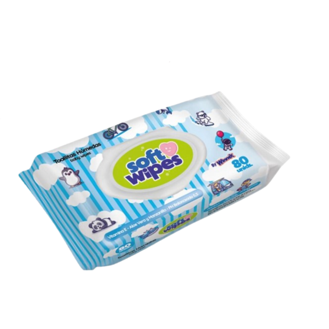Toalla Humeda Soft Wipes Azul 80 unid