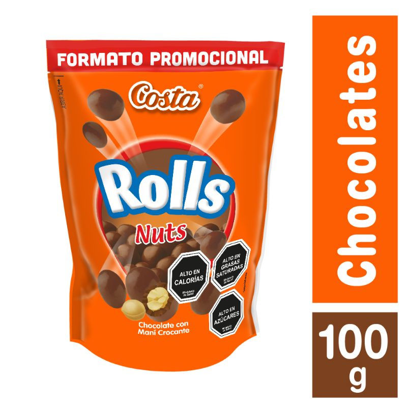 Chocolate Rolls Nuts Costa 100 grs