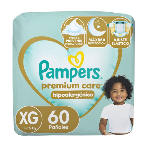 Pañales Pampers Premium Care talla XG - 60 unidades
