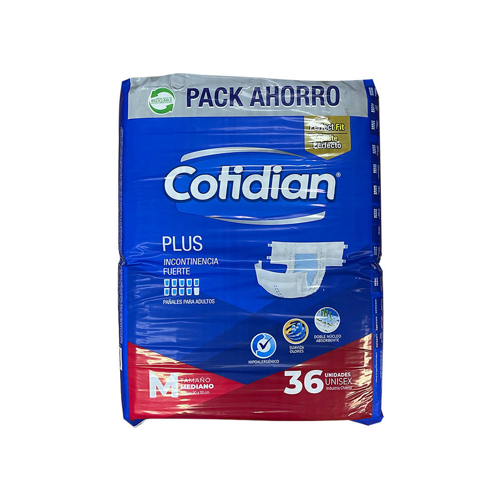 Pañal Adulto Cotidian Plus Talla M 36 unid.