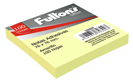 Nota Adhesiva 1x100 Amarilla Fultons