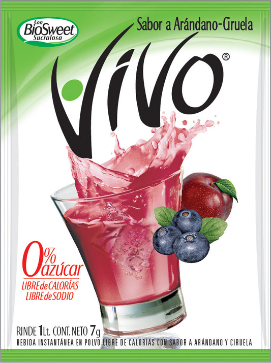 Caja Jugo Polvo Arandano Ciruelas Vivo 10 U