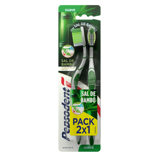 Cepillos dentales Pepsodent Bamboo suaves 2 unidades