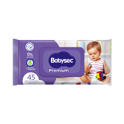 Pack Promocional 108 Pañales Babysec Super Premium XG + 10 Toallitas Humedas Babysec agua de 45 unid