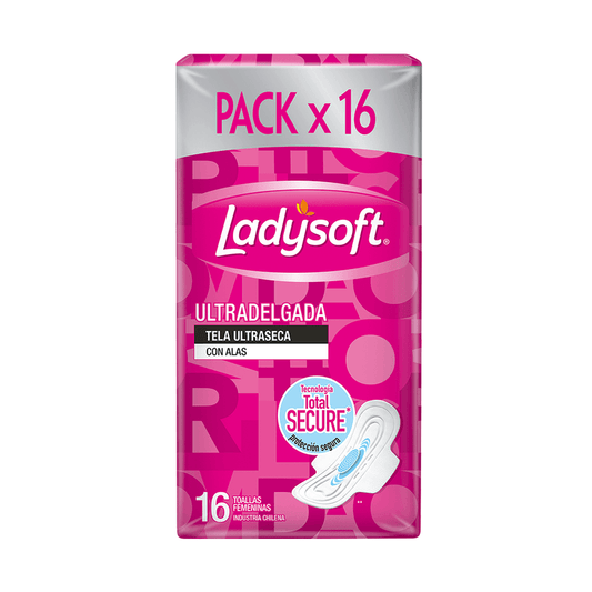 Toalla Femenina Ladysoft Ultradelgada Tela Ultraseca 16 unid
