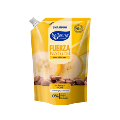 Shampoo Ballerina Fuerza Natural Platano y Cafe con biotina 750ml