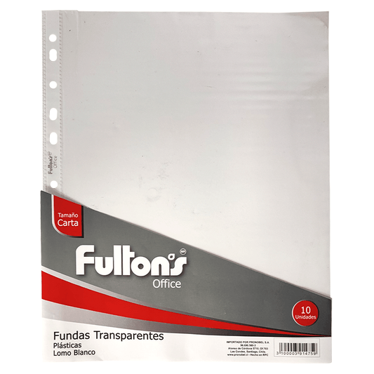 Fundas Archivo Transparentes Carta Ribete Blanco Fultons