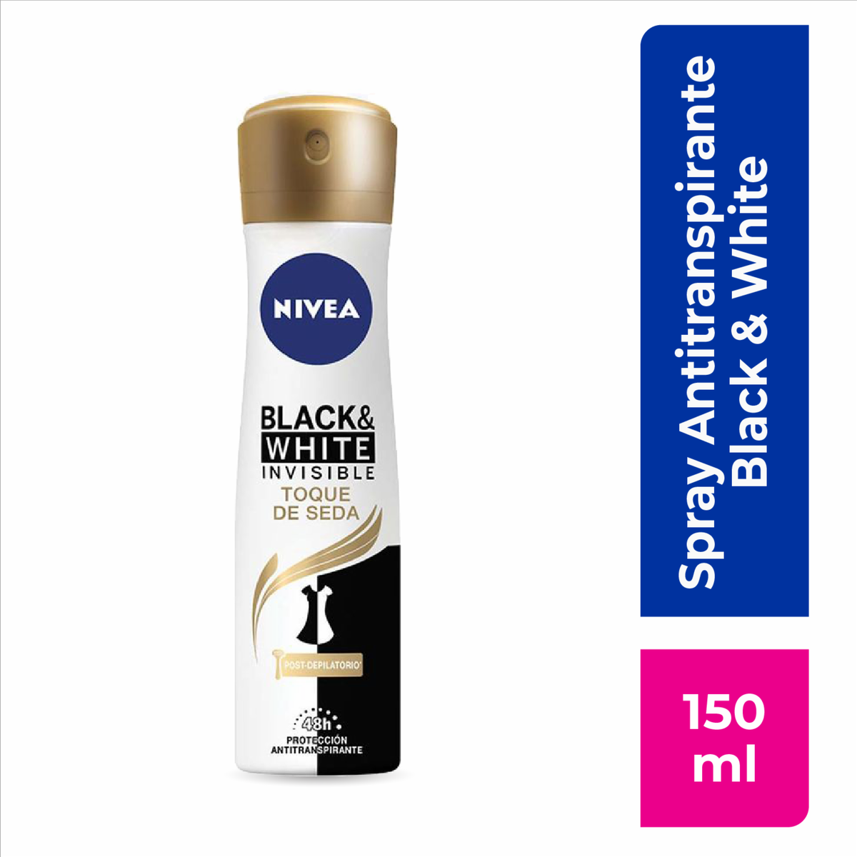 Desodorante en aerosol Nivea black white efecto satín 150 ml