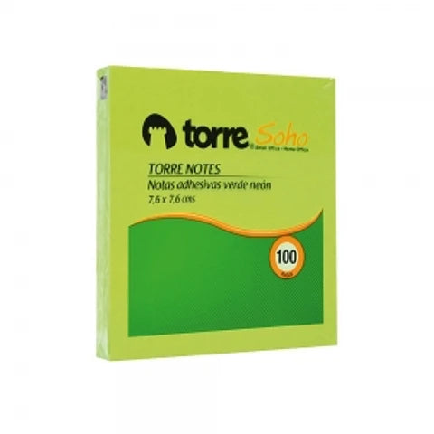 Nota Adhesiva Verde Torre 76x76 mm 100 hojas
