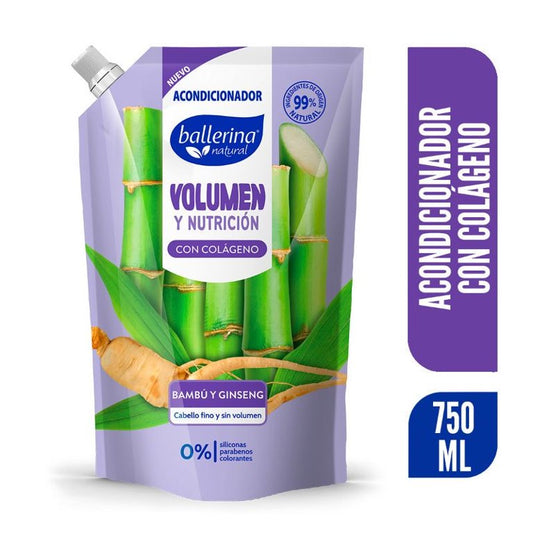Acondicionador Ballerina Volumen y Nutricion Bambu y Ginseng 750 ml