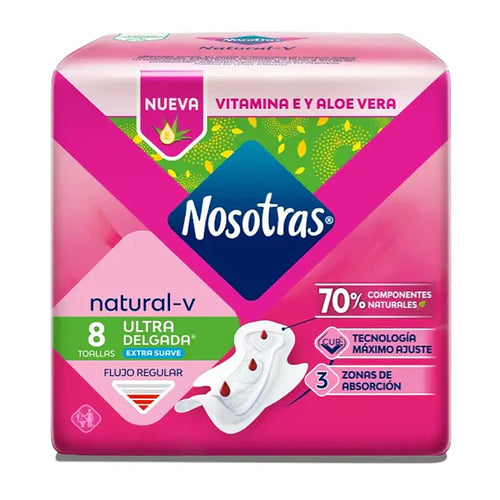 Toallas higiénicas Nosotras Natural-V Ultra Delgada 8 unidades