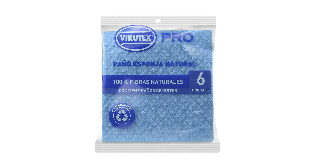 Paños esponja Virutex Pro Spongi celestes 18 x 18 cm 6 unidades