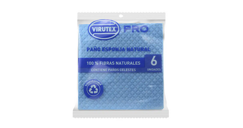 Paños esponja Virutex Pro Spongi celestes 18 x 18 cm 6 unidades