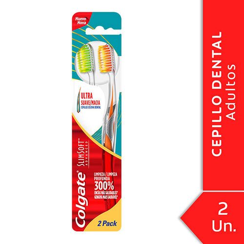 Cepillo dental Colgate slim Soft advanced 2 unidades
