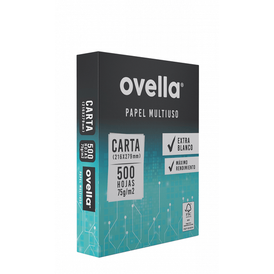 Resma de Papel Tamaño Carta 500 hojas de 75 grs Ovella
