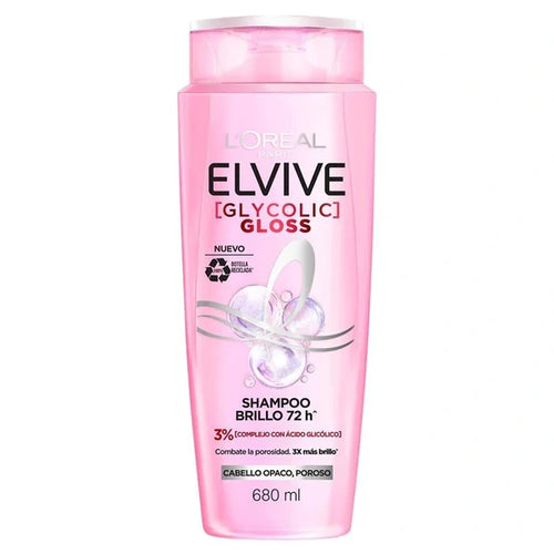 Shampoo Elvive glycolic gloss cabello opaco. poroso 680 ml