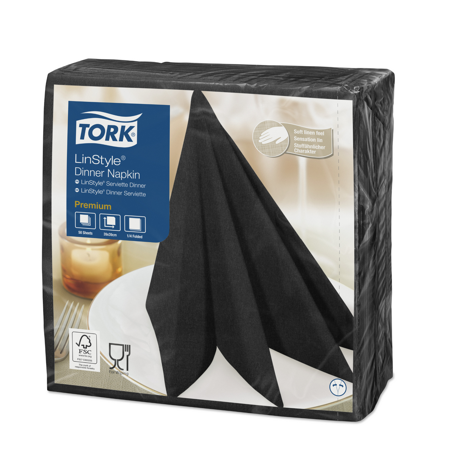 Servilleta Tork Linstyle Negra 12X50 (39X39)