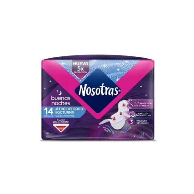 Toallas higiénicas Nosotras nocturna ultra delgada 14 unidades