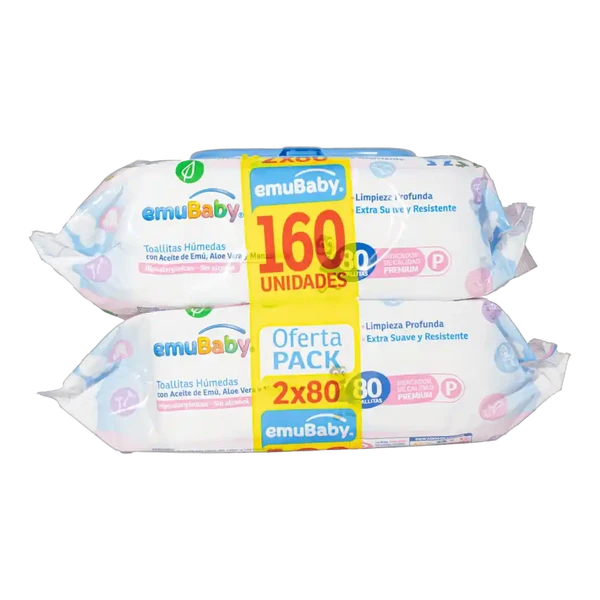 Toalla Humeda Emubaby 2x80
