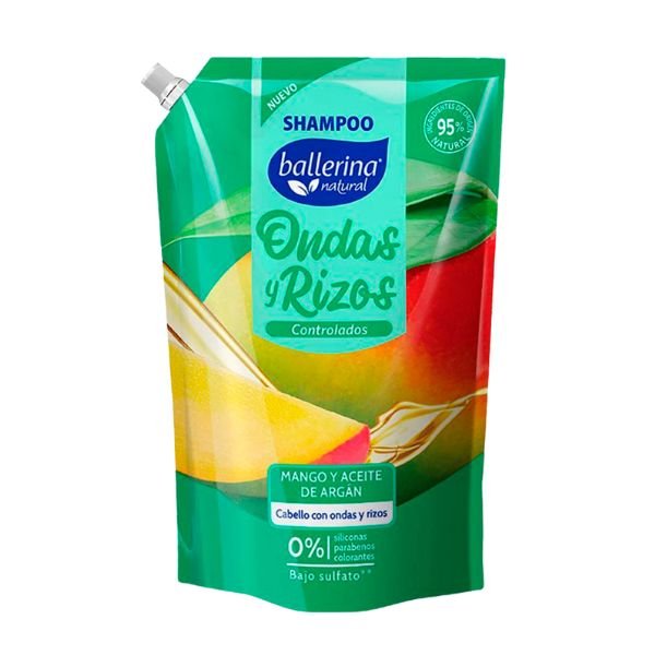Shampoo Ballerina Onda y Rizos Controlados Mango y Aceite de Aragan 750 ml