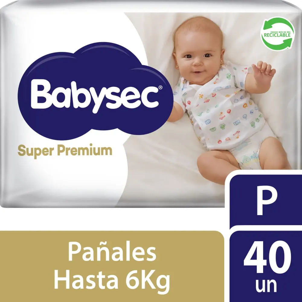 Pañales Babysec super premium talla P 40 unidades
