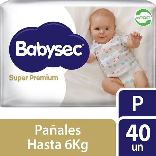 Pañales Babysec Super Premium talla P 40 unidades