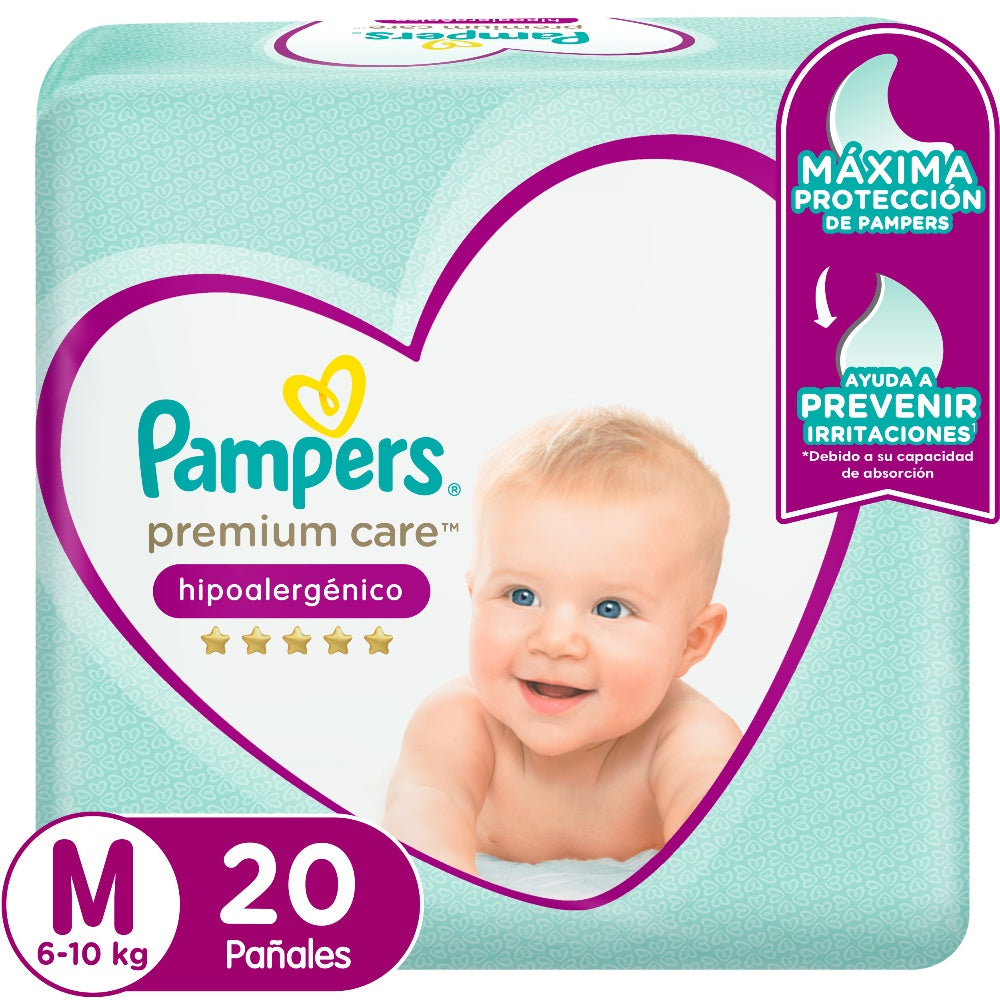 Paquete Pañal Pampers Premium Care Talla M 8x20