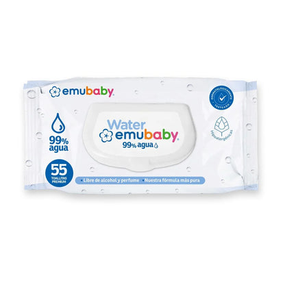 Pack Promocional Pañales Emubaby 102 pañales Talla XXG + 10 Paquetes de Toallitas Humedas Emubaby Water 55 unid