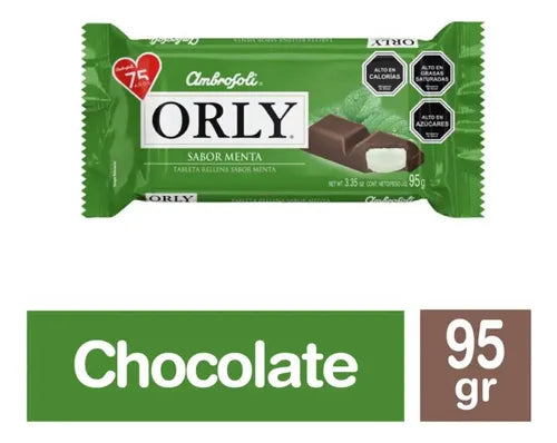 Chocolate Barra Menta Orly 95g
