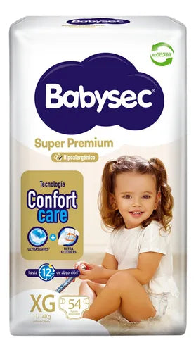 Pañales Babysec Super Premium talla XG 54 unidades