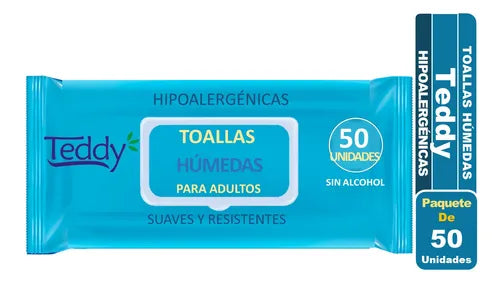 Toallas Humedas Adultos 50 unid Teddy