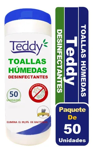 Toallas Humedas Desinfectantes Tarro 50 unid. Teddy