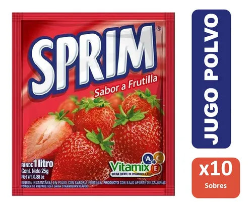 Jugo Caja Polvo Frutilla Sprim 10 U